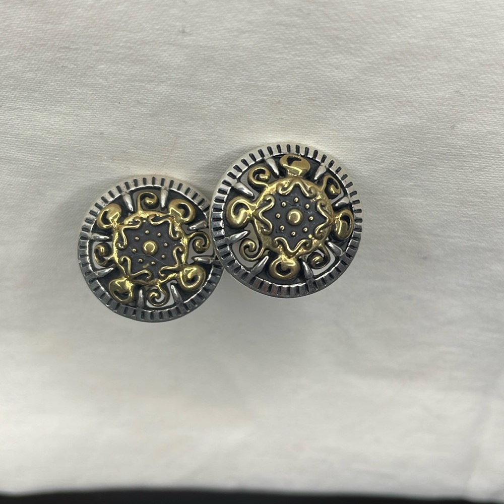 Sterling Silver and Brass Clip-on Earrings